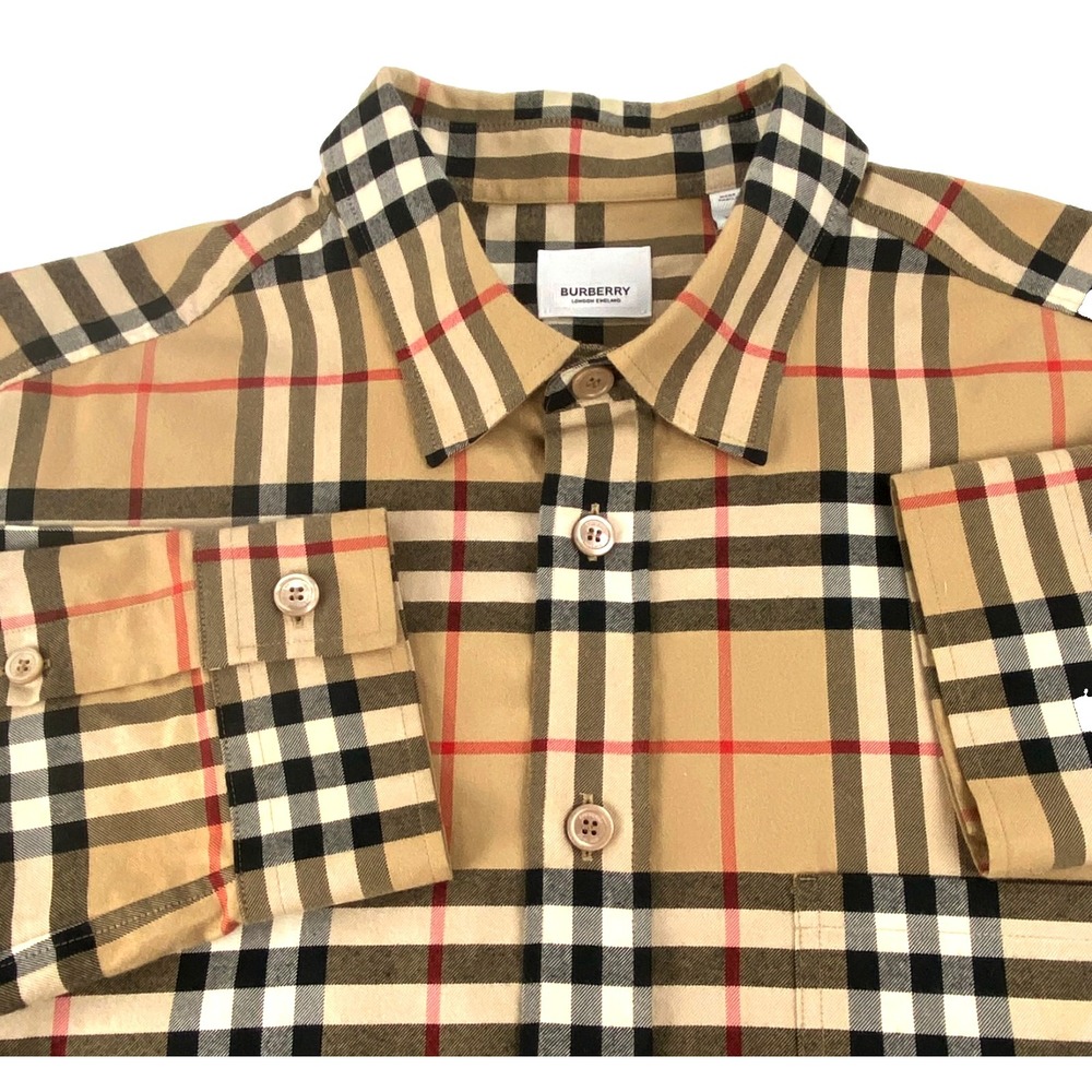 Burberry London Long Sleeve Shirt Women's XXL Button Up Pocket Cotton Plaid LKNU - Picture 2 of 7